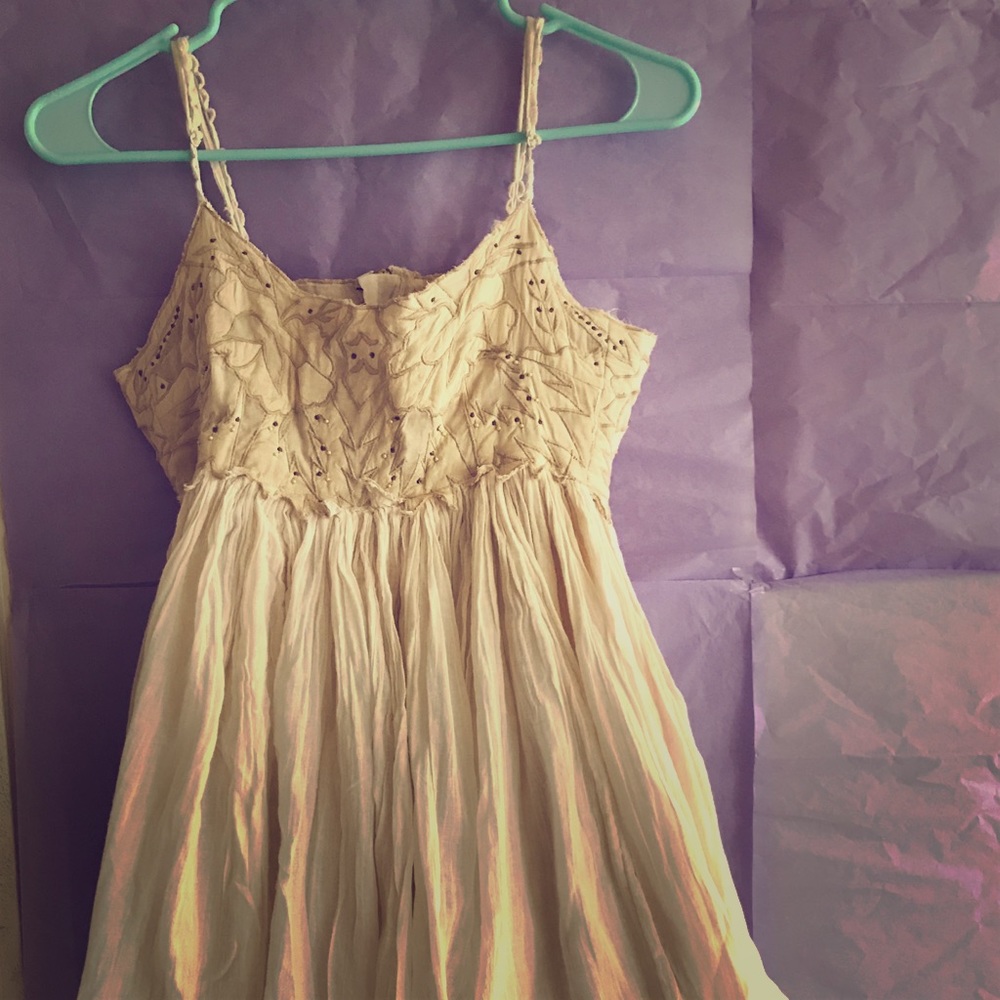 Free People size 2 cream dress with bead details